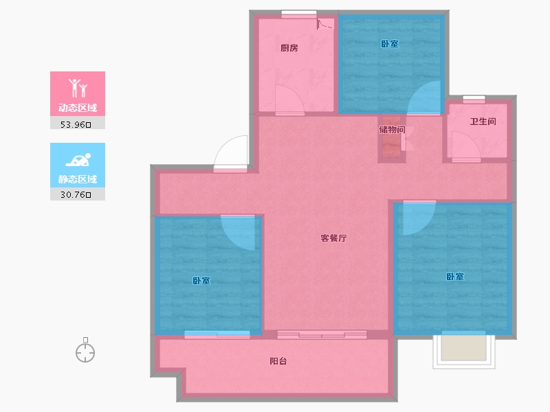 安徽省-合肥市-中梁华地辰阳府-76.00-户型库-动静分区