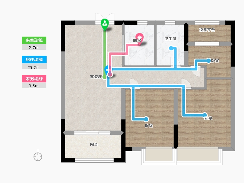 浙江省-宁波市-漫悦湾-69.99-户型库-动静线