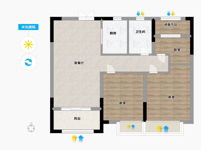 浙江省-宁波市-漫悦湾-69.99-户型库-采光通风