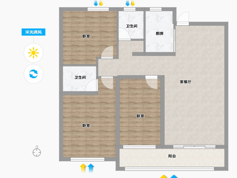 山东省-菏泽市-河畔清华-102.19-户型库-采光通风