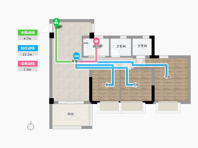 福建省-福州市-三木·公园里-70.00-户型库-动静线