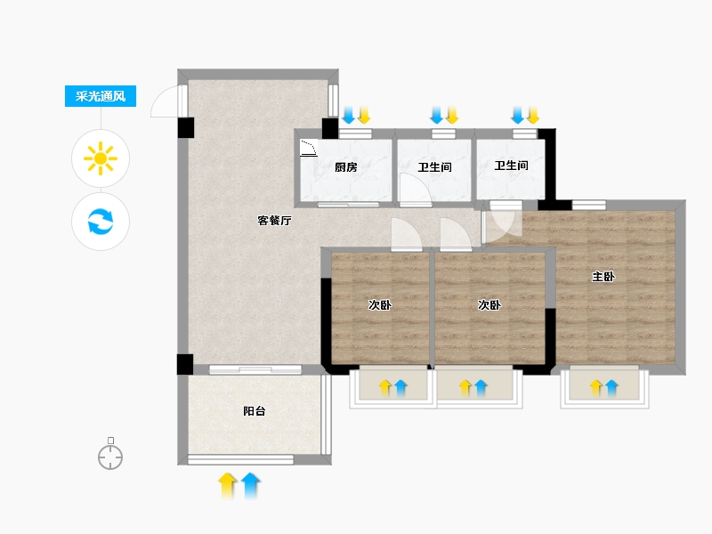 福建省-福州市-三木·公园里-70.00-户型库-采光通风