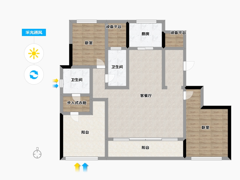 浙江省-温州市-滨江壹号-114.18-户型库-采光通风