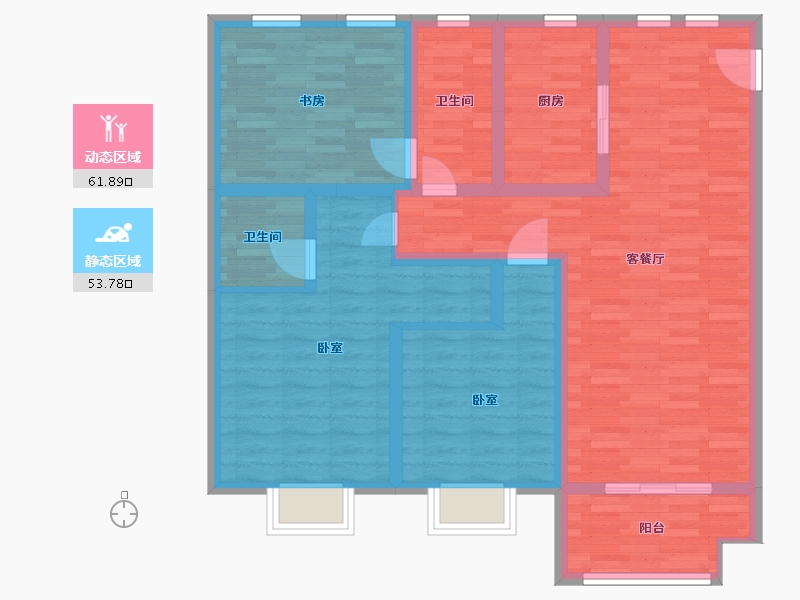 江苏省-镇江市-边城·悦都荟-102.99-户型库-动静分区