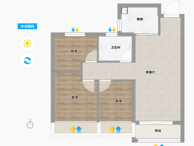 山东省-滨州市-恒大悦珑湾-56.14-户型库-采光通风