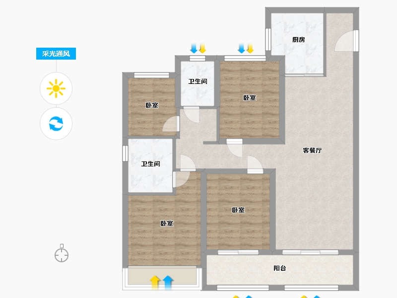 浙江省-温州市-红星温州天铂-97.00-户型库-采光通风