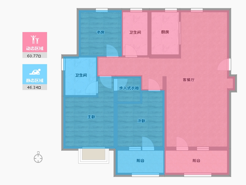 山东省-青岛市-融创都会中心 逸山-95.47-户型库-动静分区