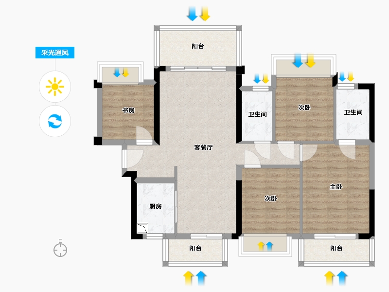 广西壮族自治区-南宁市-檀府印象-94.18-户型库-采光通风