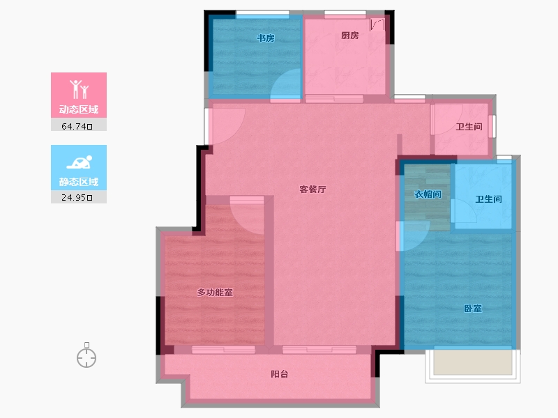 安徽省-合肥市-新滨湖孔雀城-80.00-户型库-动静分区