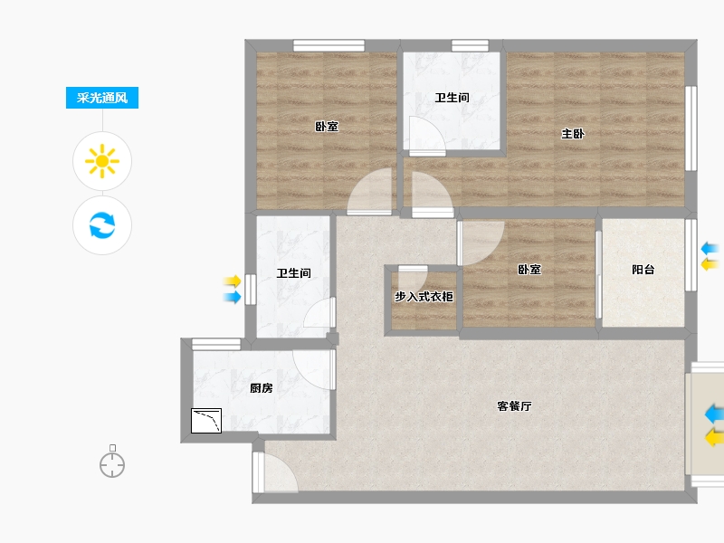 福建省-泉州市-中骏丽景府-78.99-户型库-采光通风