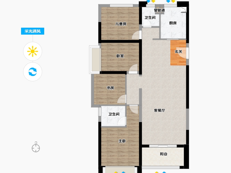 福建省-漳州市-建发玺院-107.16-户型库-采光通风