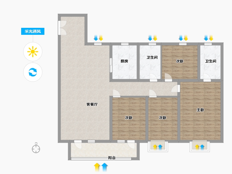 山东省-青岛市-保利源诚领秀海-131.99-户型库-采光通风