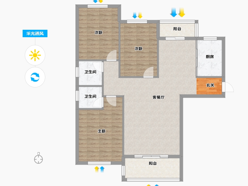 安徽省-黄山市-黄山学府苑-105.53-户型库-采光通风