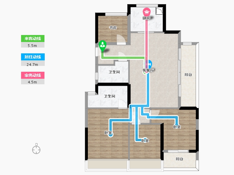 浙江省-杭州市-大家坤和美筑-103.44-户型库-动静线