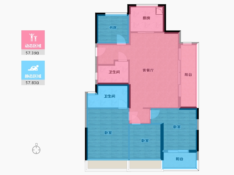 浙江省-杭州市-大家坤和美筑-103.44-户型库-动静分区