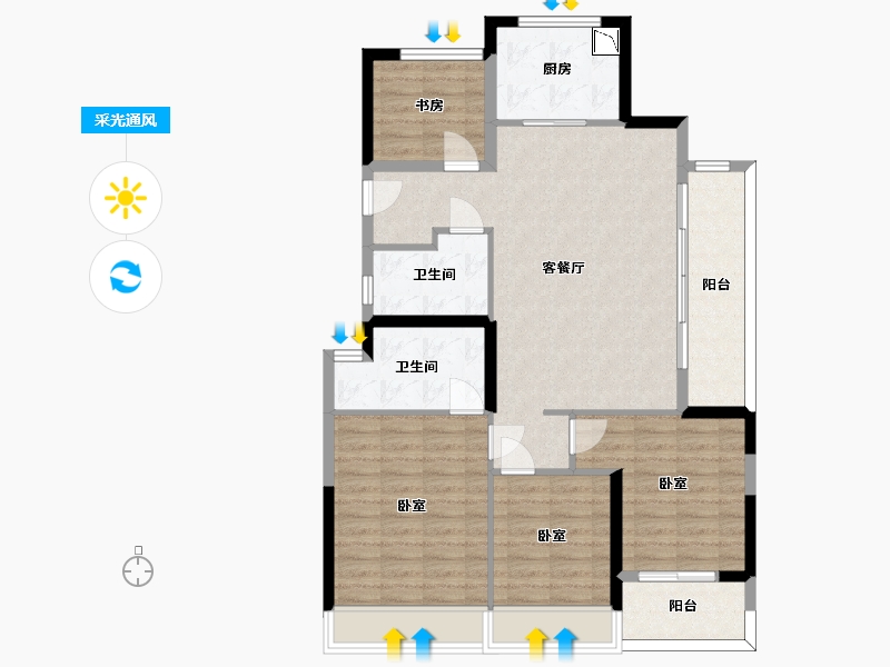 浙江省-杭州市-大家坤和美筑-103.44-户型库-采光通风