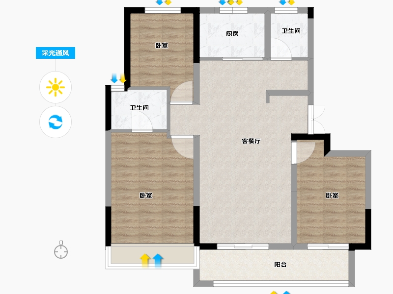 河南省-郑州市-银基国际旅游度假区-91.00-户型库-采光通风