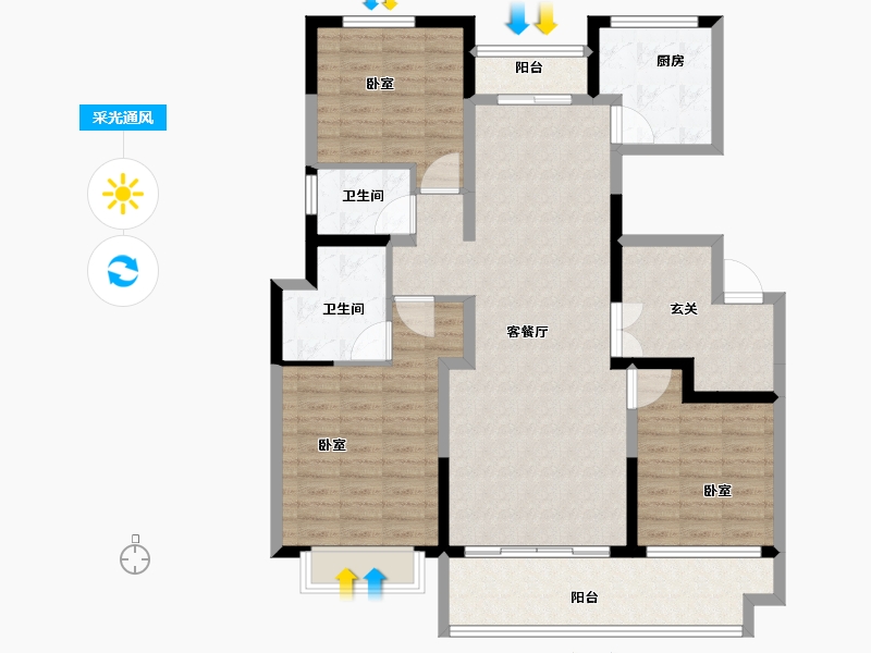 山东省-菏泽市-丽水湖梧桐苑-118.01-户型库-采光通风