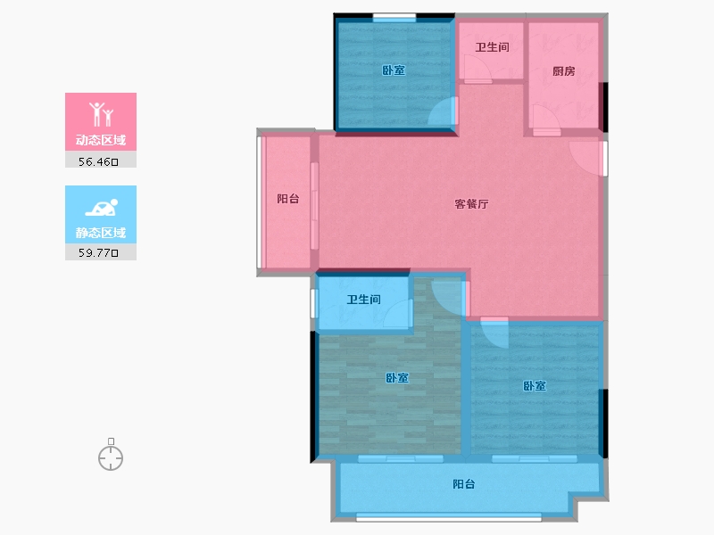 江苏省-镇江市-荣城藏龙御景·中央公馆-105.00-户型库-动静分区