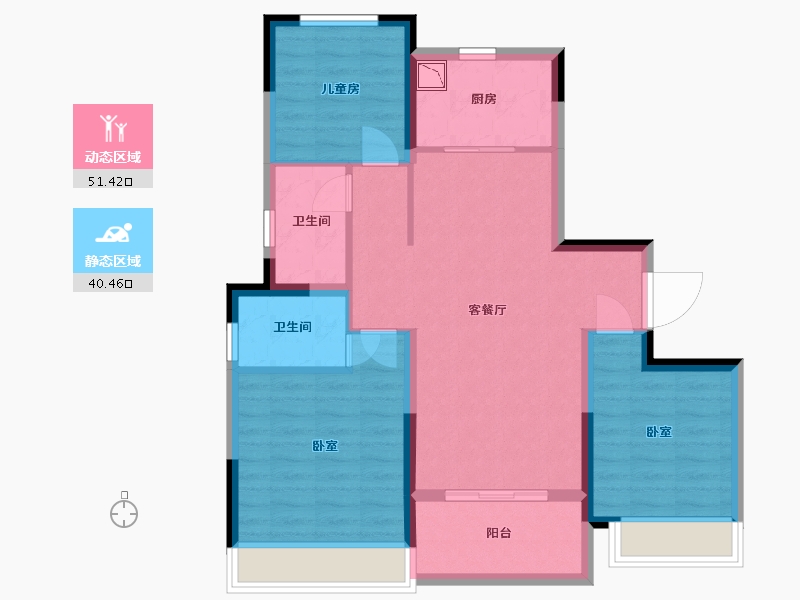 安徽省-合肥市-中海九樾-81.78-户型库-动静分区