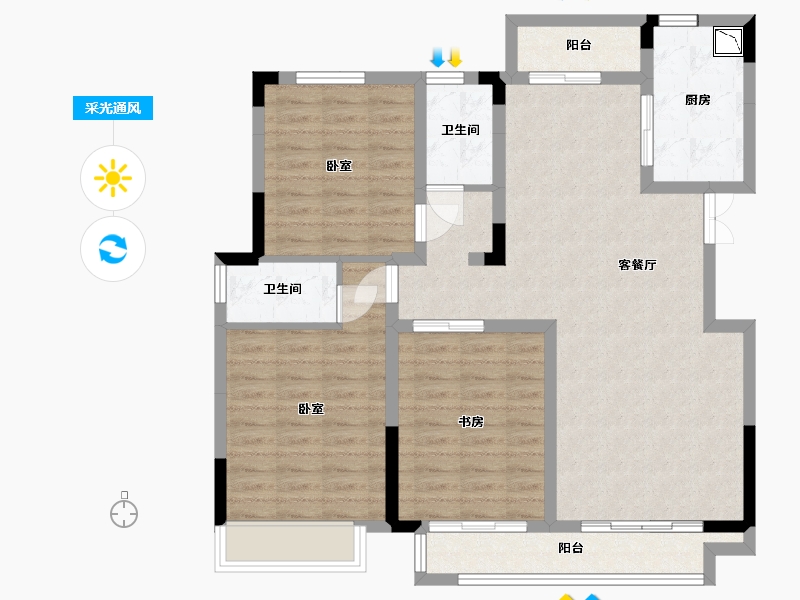 安徽省-合肥市-东方春晓小区-99.35-户型库-采光通风