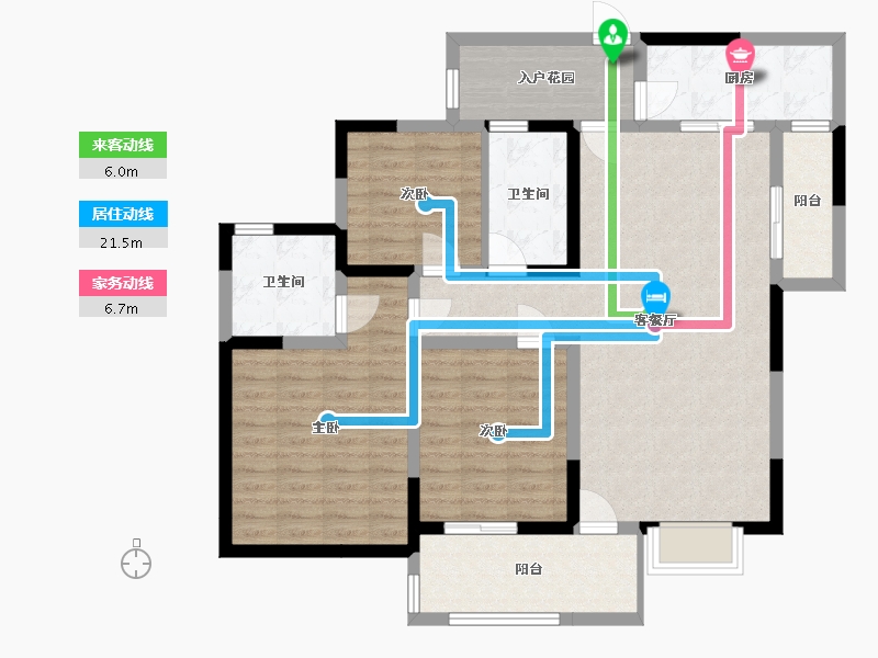 四川省-绵阳市-布鲁斯国际新城-105.82-户型库-动静线