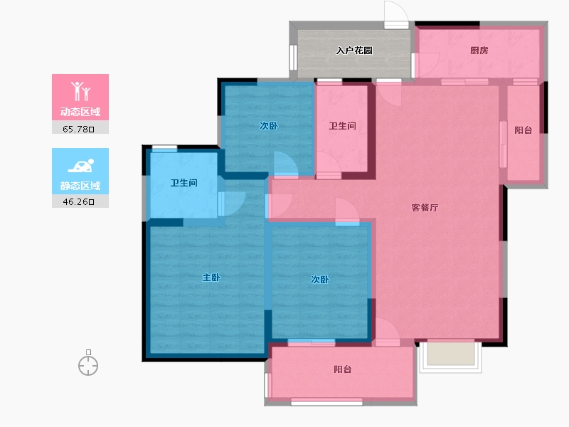 四川省-绵阳市-布鲁斯国际新城-105.82-户型库-动静分区