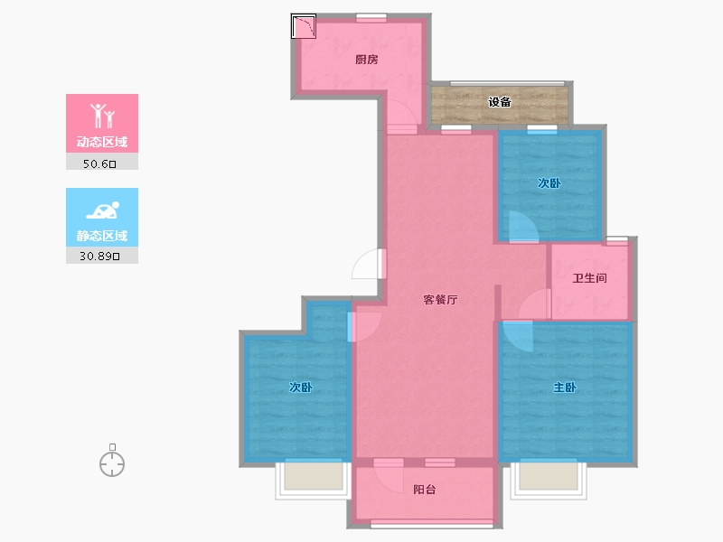 山东省-青岛市-华发四季-75.35-户型库-动静分区