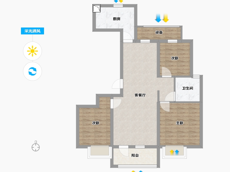 山东省-青岛市-华发四季-75.35-户型库-采光通风