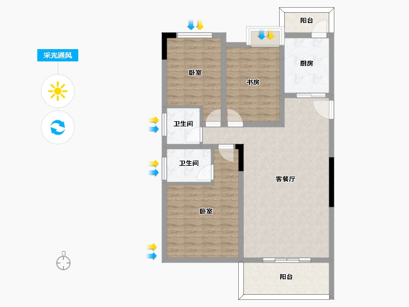 江西省-景德镇市-江中·盛世峰景-100.51-户型库-采光通风