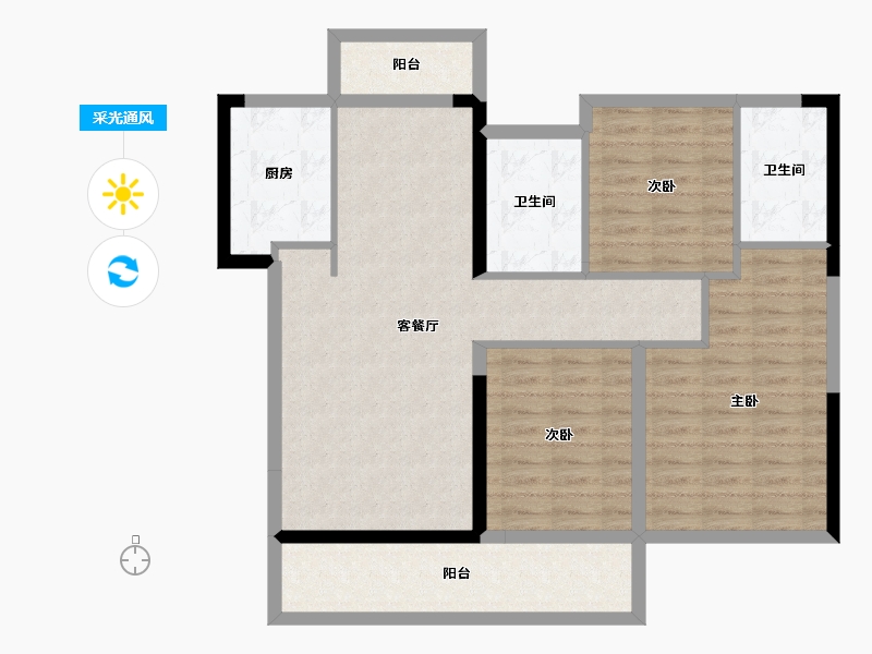 江西省-赣州市-招商·雍景湾-95.88-户型库-采光通风