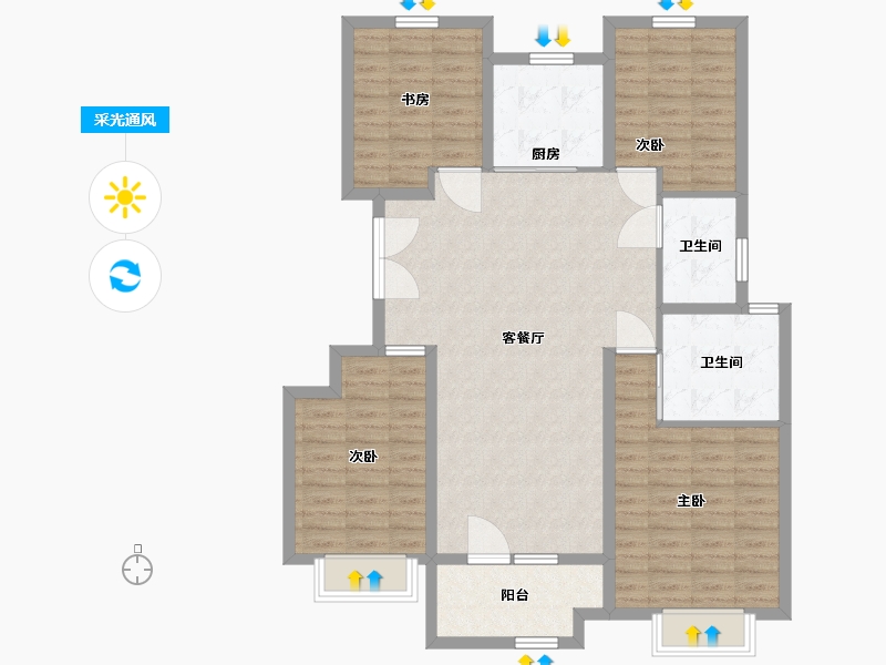 山东省-青岛市-金地金泽九里风华-114.01-户型库-采光通风