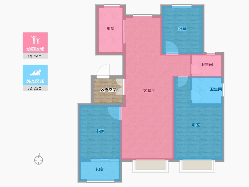 山东省-济南市-三箭瑞景苑-102.00-户型库-动静分区