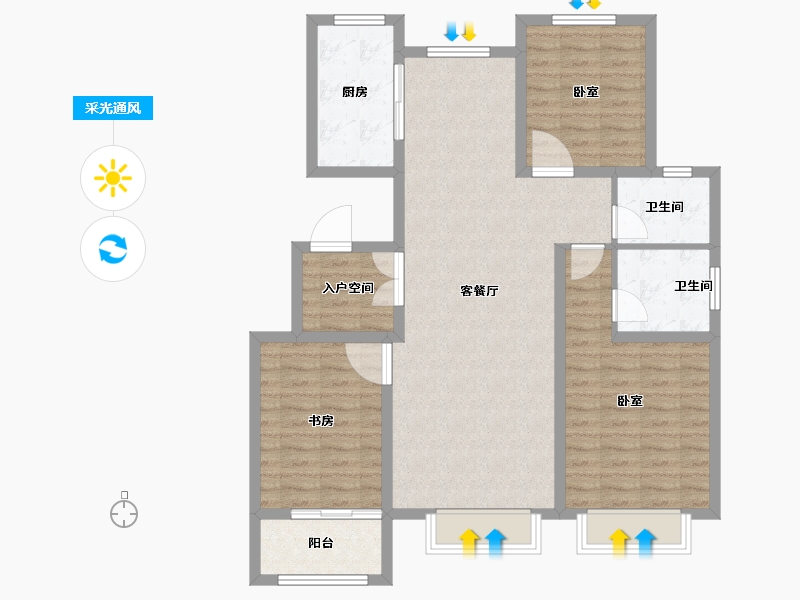 山东省-济南市-三箭瑞景苑-102.00-户型库-采光通风