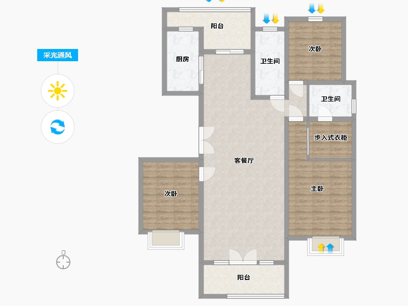 山东省-青岛市-融创都会中心 逸山-125.00-户型库-采光通风