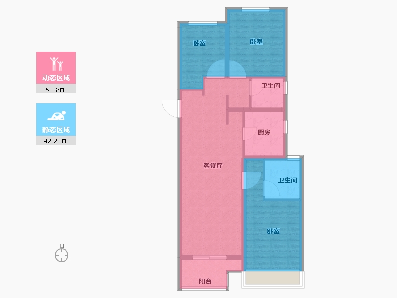 河南省-郑州市-富田城九鼎公馆-84.00-户型库-动静分区