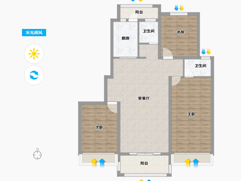 安徽省-宣城市-源光新天地-102.00-户型库-采光通风