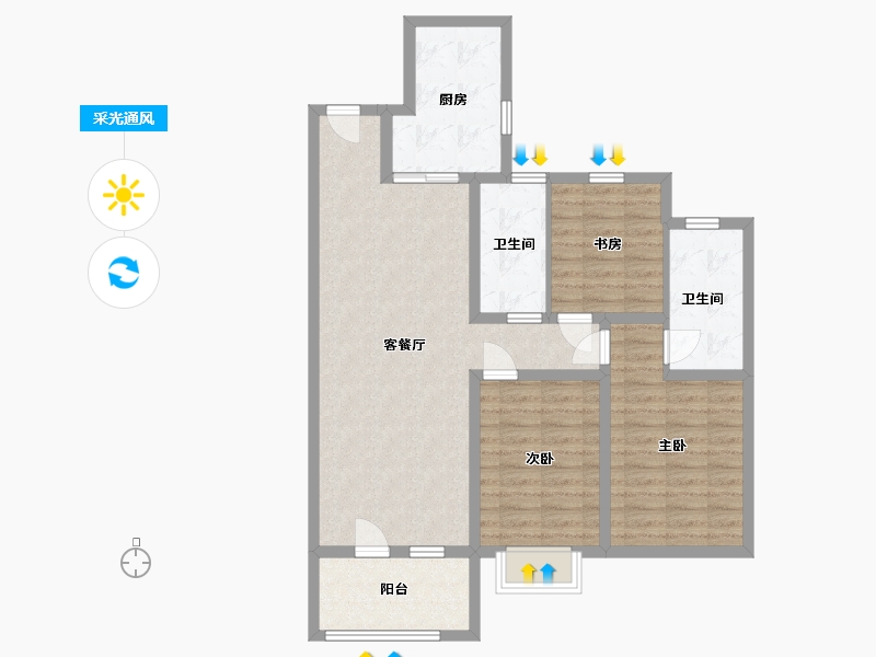 山东省-青岛市-金地金泽九里风华-94.00-户型库-采光通风