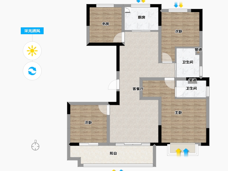 江西省-上饶市-鄱阳·十里风荷-105.00-户型库-采光通风