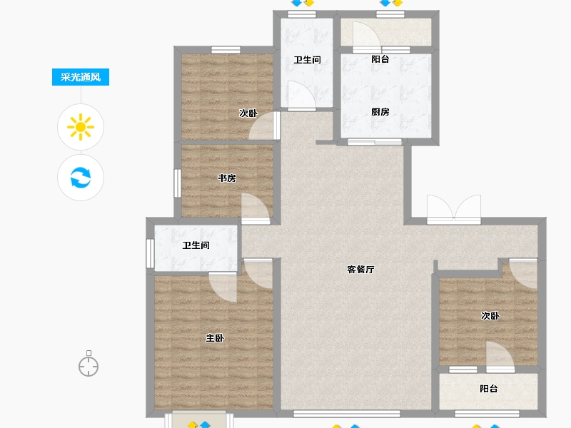 山东省-青岛市-海尔产城创奥园翡翠云城-124.01-户型库-采光通风