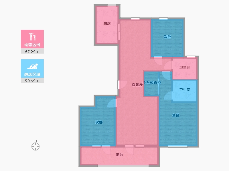 山东省-青岛市-融创都会中心 逸山-105.53-户型库-动静分区