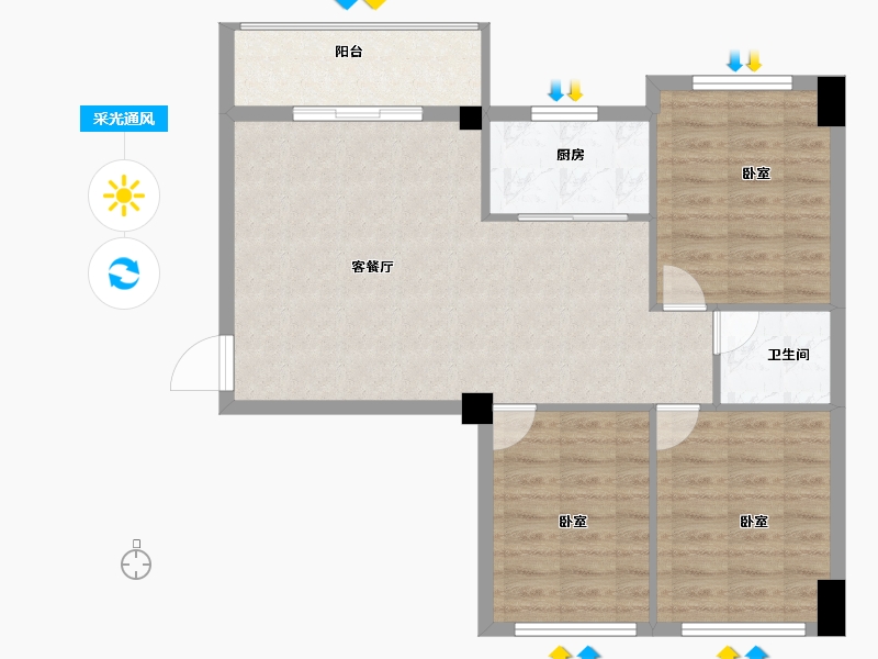 福建省-漳州市-学府1号-79.00-户型库-采光通风