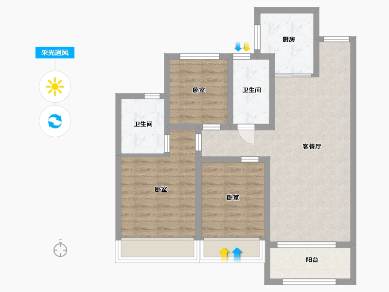 浙江省-温州市-红星温州天铂-78.00-户型库-采光通风