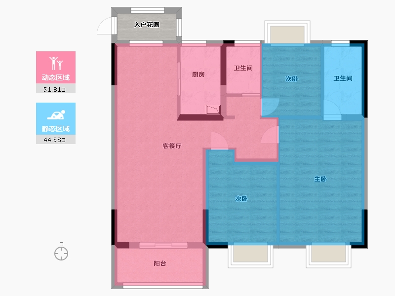 江西省-赣州市-正荣·华润悦蓉府-89.60-户型库-动静分区