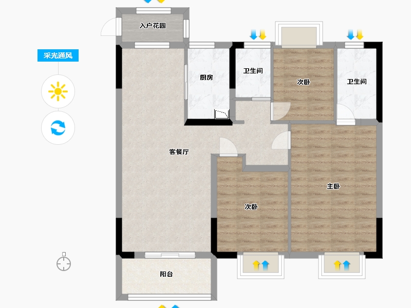 江西省-赣州市-正荣·华润悦蓉府-89.60-户型库-采光通风