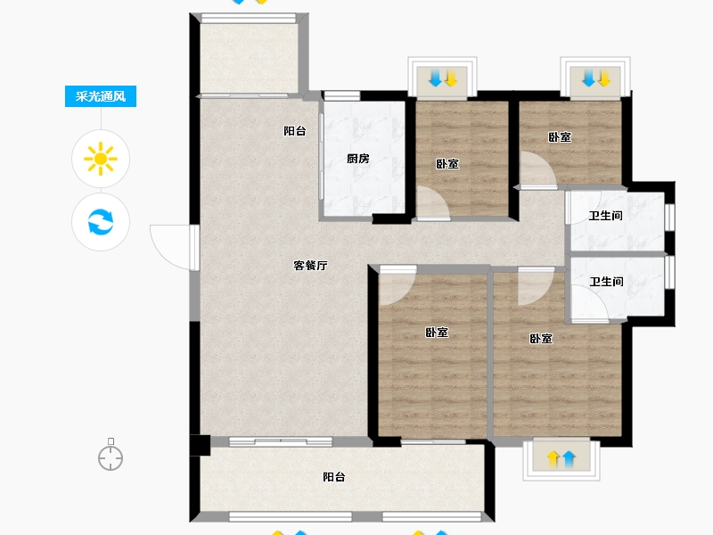 福建省-龙岩市-城发汇金望郡-102.00-户型库-采光通风