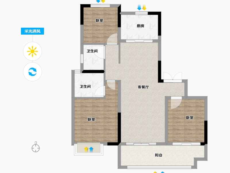 安徽省-芜湖市-徽鸿·南湖印-98.00-户型库-采光通风