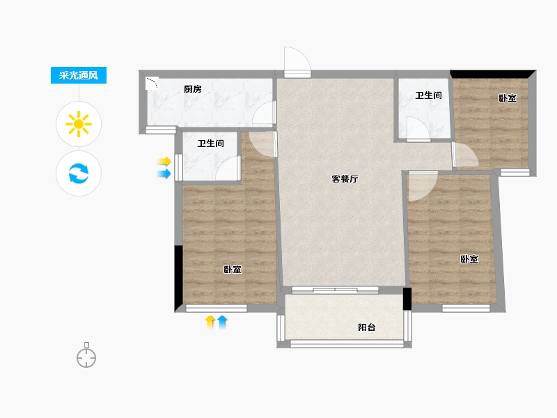 福建省-漳州市-学府1号-76.00-户型库-采光通风