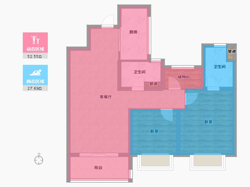 浙江省-舟山市-碧桂园翡丽湾-71.00-户型库-动静分区