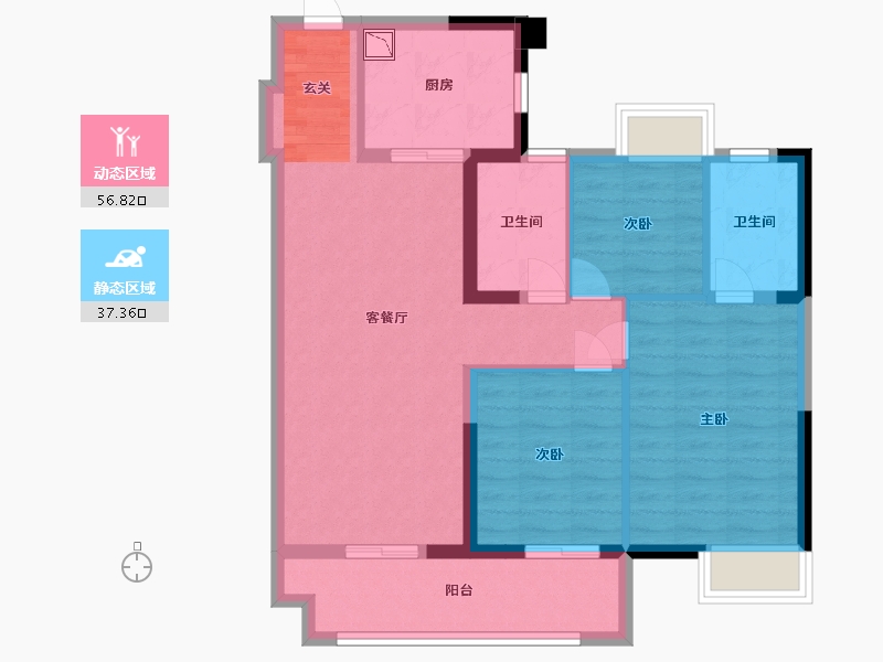 江西省-赣州市-招商·雍景湾-84.00-户型库-动静分区